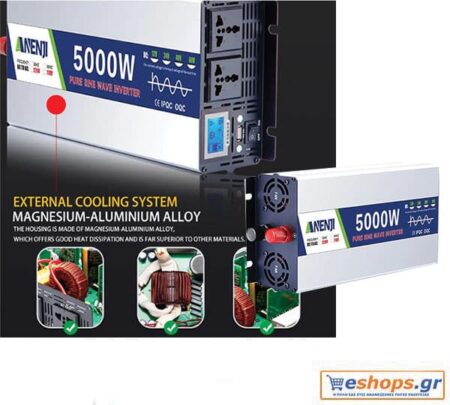 5000 watt / 24V Ινβερτερ καθαρού ημιτόνου-ANEJ1 5000 WATT/ 24v Inverter- Pure Sine Wave με ψηφιακή οθόνη - Off-Grid Inverters eshops.gr